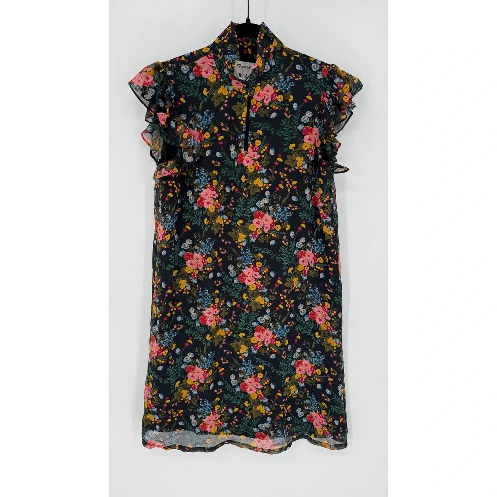 MADEWELL X NO. 6 SILK BEACON DRESS NWT SIZE 0 GARDEN BOUQUET FLORAL SUMMER - Picture 1 of 9